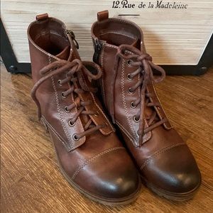 Women's Brown Teri Lace Up Combat Boots